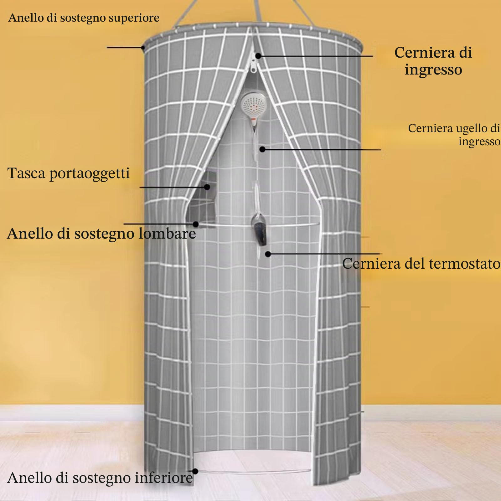 Tenda da doccia impermeabile portatile pop up per spiaggia, campeggio, escursionismo, per bagno istantaneo e cambio privacy