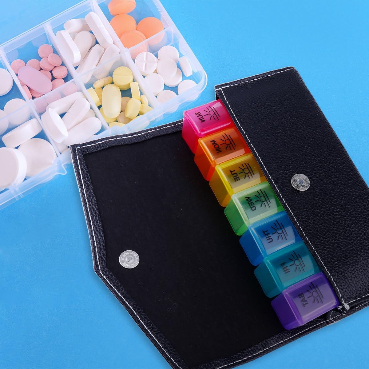 Large 21-Compartment Portable Plastic Pill Organizer Case with Flip Cover for Travel and Daily Medicine Storage