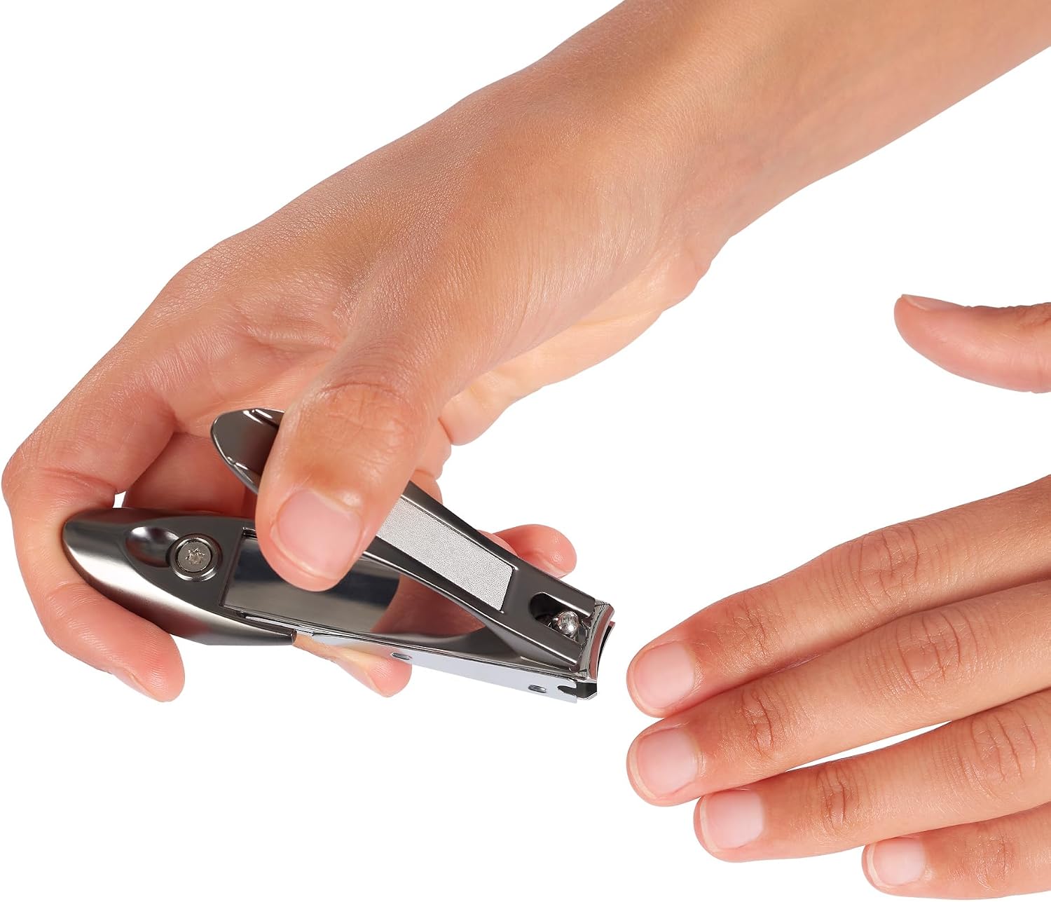 Nail Clippers with Catcher – KLIPP Heavy Duty Stainless Steel Fingernail and Toe Nail Cutter with Curved Surgical Blades and Built-in Nail File – Ergonomic Handle with Wide Jaws for Thick Nails