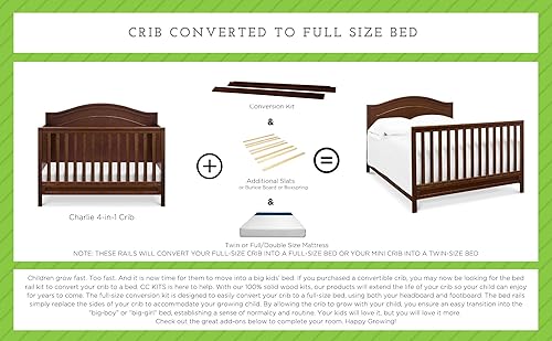 Miniatura 4 de CC KITS Kit de conversión de tamaño completo Rieles de cama para cuna Davinci Charlie (gris)