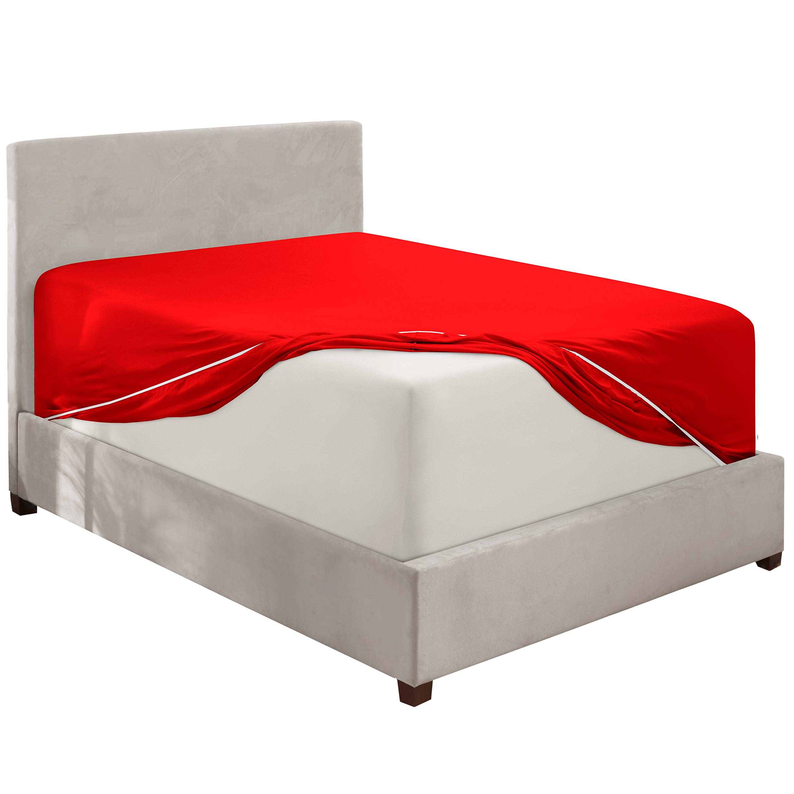 Hearth &amp; Harbor Extra Deep Pocket Twin XL Fitted Sheet, Red