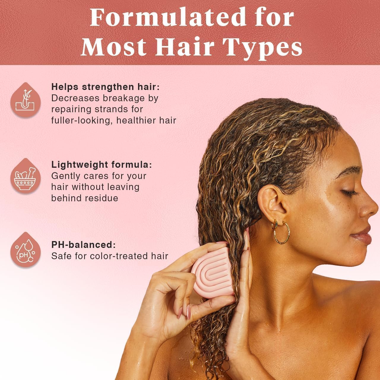 Kitsch Castor Oil Conditioner Bar Soap - Hydrating & Moisturizing Hair Care - Organic Castor Oil Conditioner for Hair Growth & Scalp Nourishment - Silicone & Paraben-Free, Vegan, Made in USA - 2.7oz - Image 3