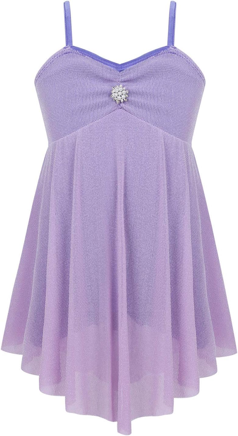 ACSUSS Kids Big Girls Camisole Leotard High Low Dance Dress Lyrical Athletic Ballet Latin Jazz Modern Dancing Dresses
