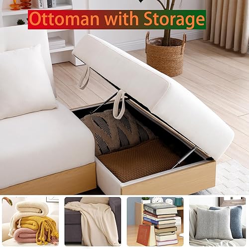 Miniatura 5 de Sofá convertible para sala de estar con otomana de almacenamiento, sofá cama plegable doble multifuncional con 2 cajones y portavasos para sala de