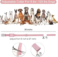 Vista 6 de Collar de choque para perro con control remoto de 1800 pies, collar eléctrico rosa ajustable recargable para perros pequeños, cachorros de 5 a 15