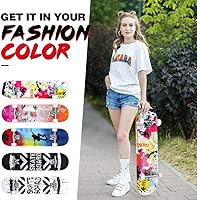 Vista 62 de BELEEV Patinetas para principiantes, 31 x 8 pulgadas, patineta completa para niños, adolescentes y adultos, 7 capas de arce canadiense doble patada