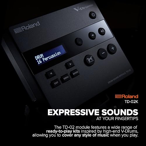 Vista 6 de Roland TD-02K V-Drums Kit de batería electrónica compacta de nivel básico con jugabilidad expresiva, funciones de reducción de ruido, soporte