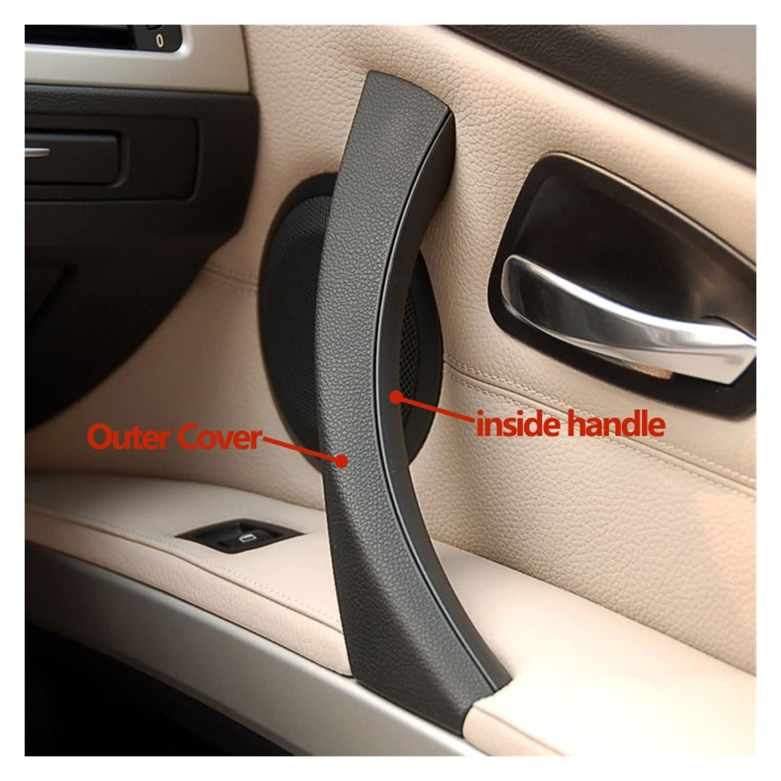 Poignée De Porte Intérieure Voiture BMW Série 3 E90 E91 - Côté Droit Noir - Kit Complet Pour 316 318 320 323 325 328 330 335 (2004-2012)