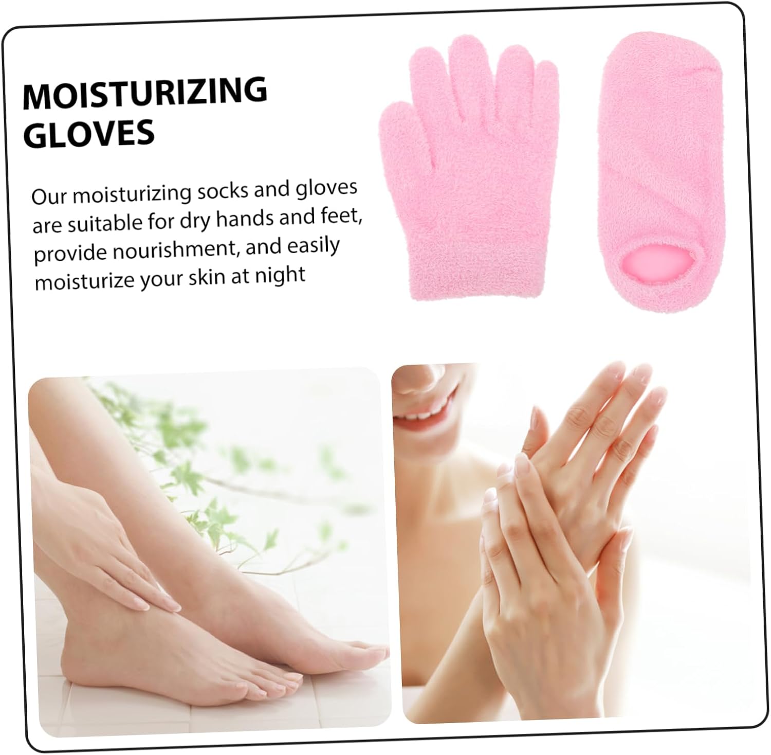 2pairs Glove Foot Cover Kit Moisturizing Gloves Socks Spa Gel Foot Covers Overnight Care Women's Hand Protection