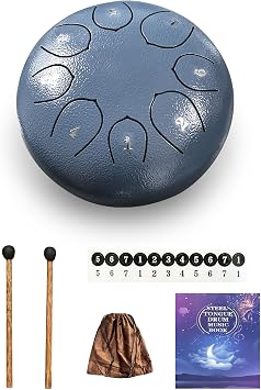 Steel Tongue Drum, 6 Inches 8 Notes Tongue Drum, B Major Rain Drum for Outside, Meditation & Yoga, Percussion Music Gift for All Ages