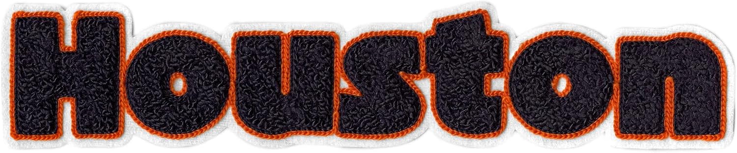 Houston Orange and Navy Chenille Patch Texas Fabric Sew On