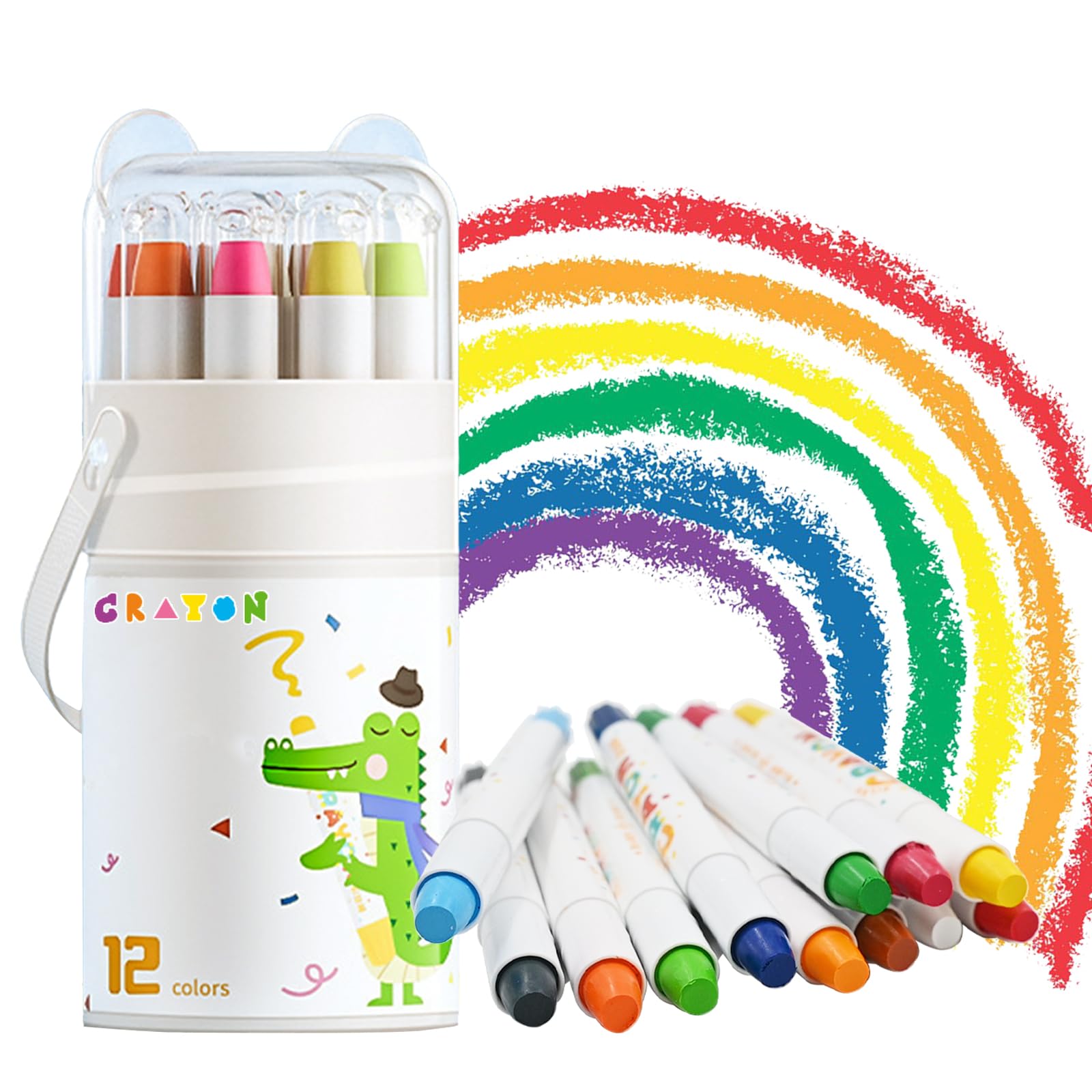 IEFFPIN Toddlers Crayon, 12 Color Smooth and Twistable Crayon, Washable Jumbo Crayons, Suitable for Kids Ages 1-3, 4-8 Art Supplies