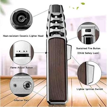Butane Torch Lighter, Torch Lighters Butane Refillable - Windproof Lighters, Adjustable Big Jet Flame Bright Fire Lighter for Baking (2 PCS)