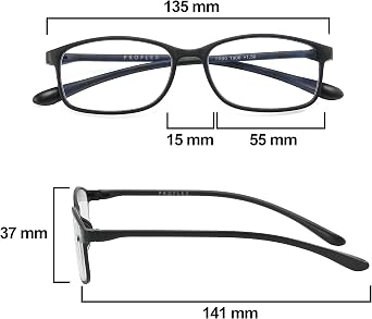 PROFLEX BluOptix Blue Light Filter Lightweight, Flexible, Scratch Resistant, Computer Reading Glasses, Unisex
