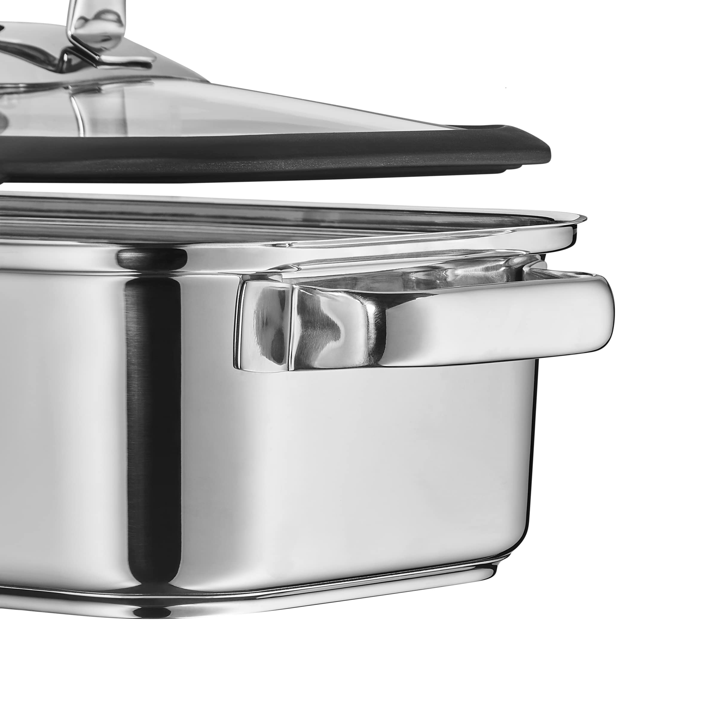 WMF Vitalis Aroma - Pentola a vapore, a induzione, 41 x 27 x 10 cm, teglia da 6,5 l, pinza da servizio, coperchio in vetro, bordo in silicone, termometro, casseruola in acciaio inox Cromargan non
