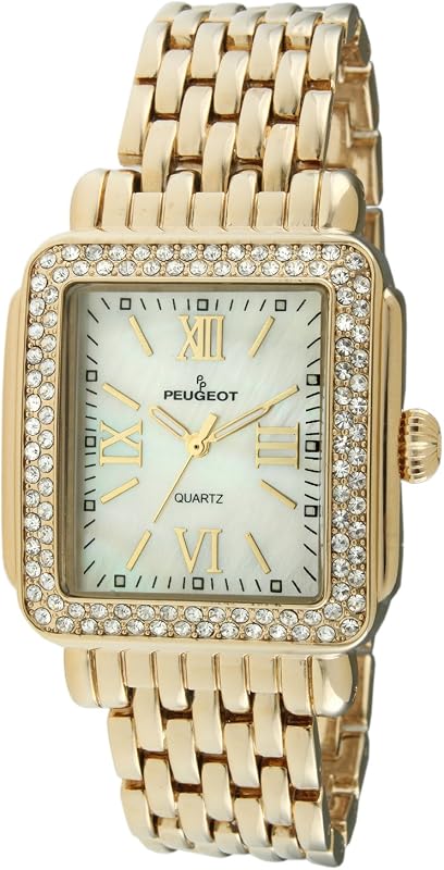 Women's Rectangle Crystal Bezel Roman Numeral Bracelet Watch
