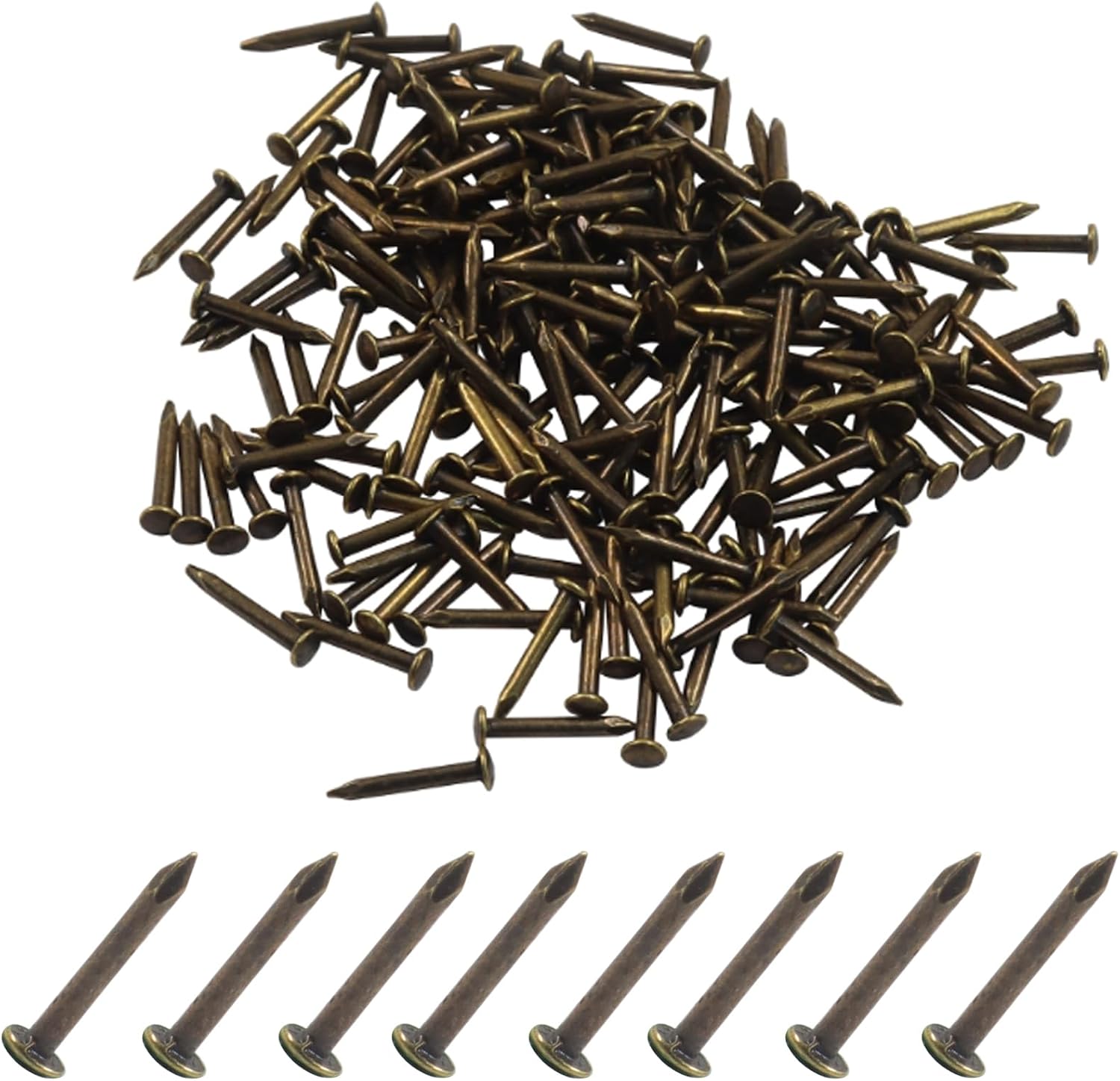 Small Tiny Nails, 1.2x8mm, Bronze, 200Pcs