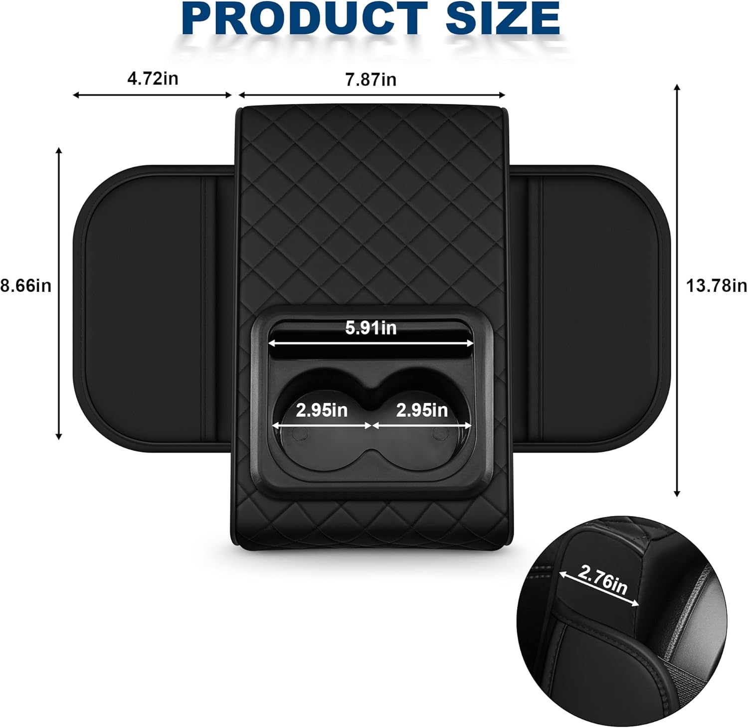 Car Center Console Cover Fit for Volkswagen Jetta Faux Leather Auto Armrest Box Cover with Cup Holder & Phone Holder Waterproof Leather Armrest Protector Cushion(Black)