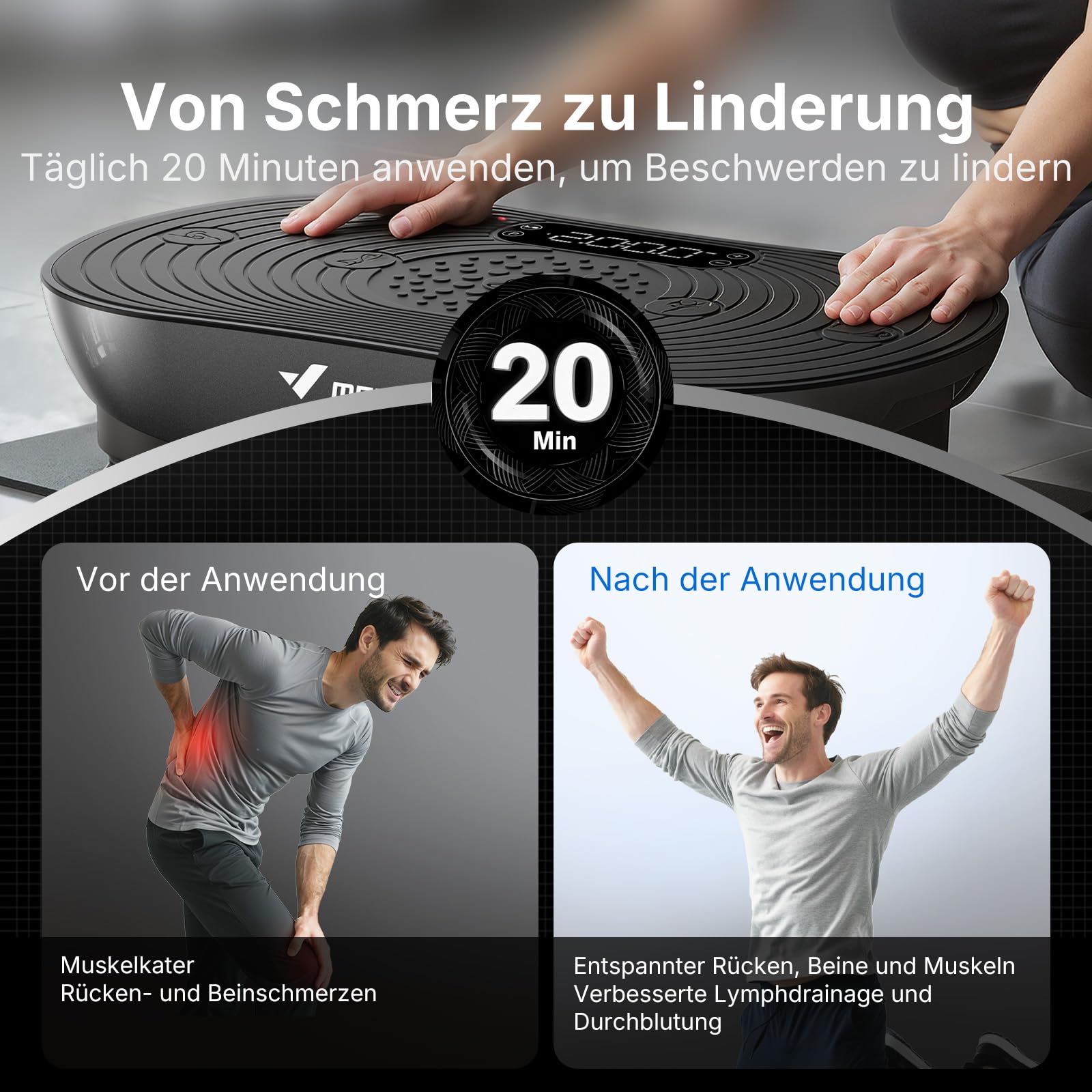 MERACH Vibrationsplatte Für Training Und Körperformung, Mit 99 Geschwindigkeitsstufen, Integriertem Bluetooth-Lautsprecher, Led-Touchscreen Und Elastischen Zugschnüren