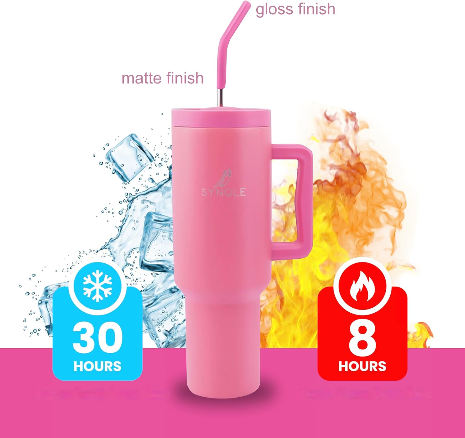 40 oz Double Insulated Stainless Steel Tumbler, Cup Holder Friendly Travel Mug Reusable Water Bottle for Hot Ice Cold Drink |100% Leak Proof 2-in-1 Lid | Gifts for Women Mom Girls | Hot Pink