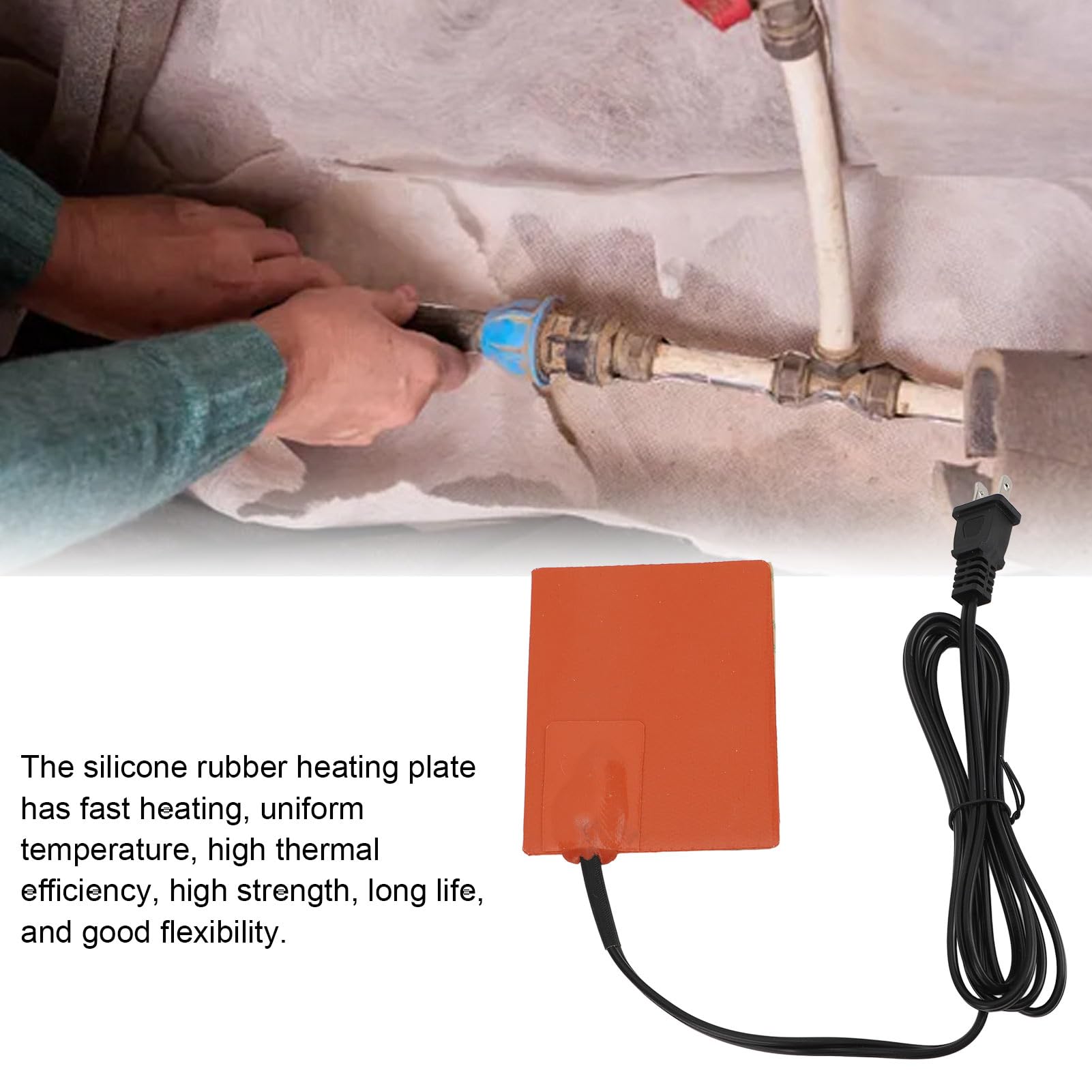 Engine Warming Blanket, Engine Blanket Heater, Silicone Heater Mat Silicone Rubber Heating Pad Electric Blanket Flexible Mat 102X127mm US Plug 110V