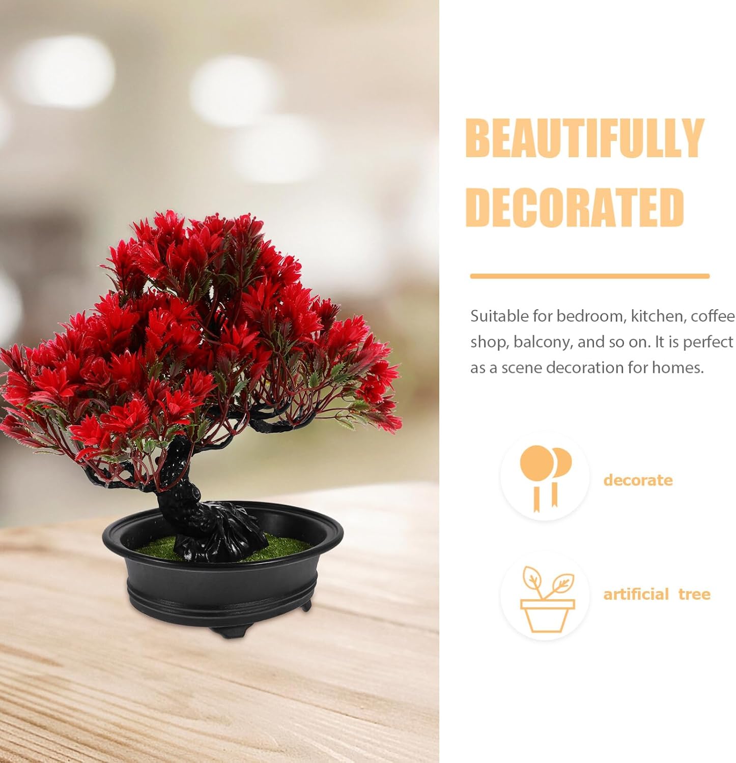 Kichvoe Artificial Pine Bonsai Tree Realistic Faux Plant for Home Office and Zen Decor Space-Saving Potted Greenery for Guest Greeting and Tabletop Display