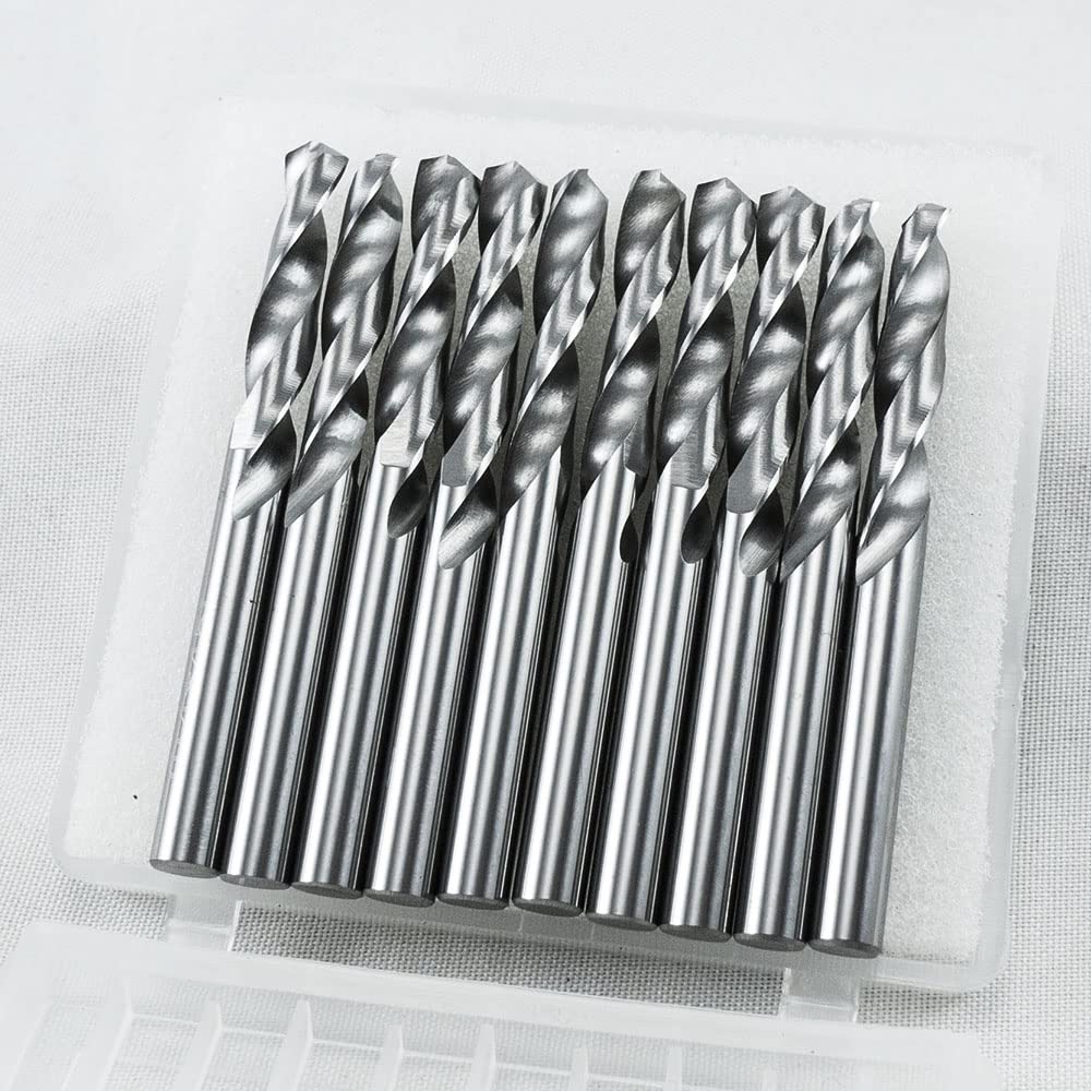 KLOT Solid Carbide Drill Bit 1.1mm-20mm 2-Flute Uncoated Tungsten Steel Straight Shank Twist Stub YG6X (10pcs 3.3mm Flute 20*L38mm)