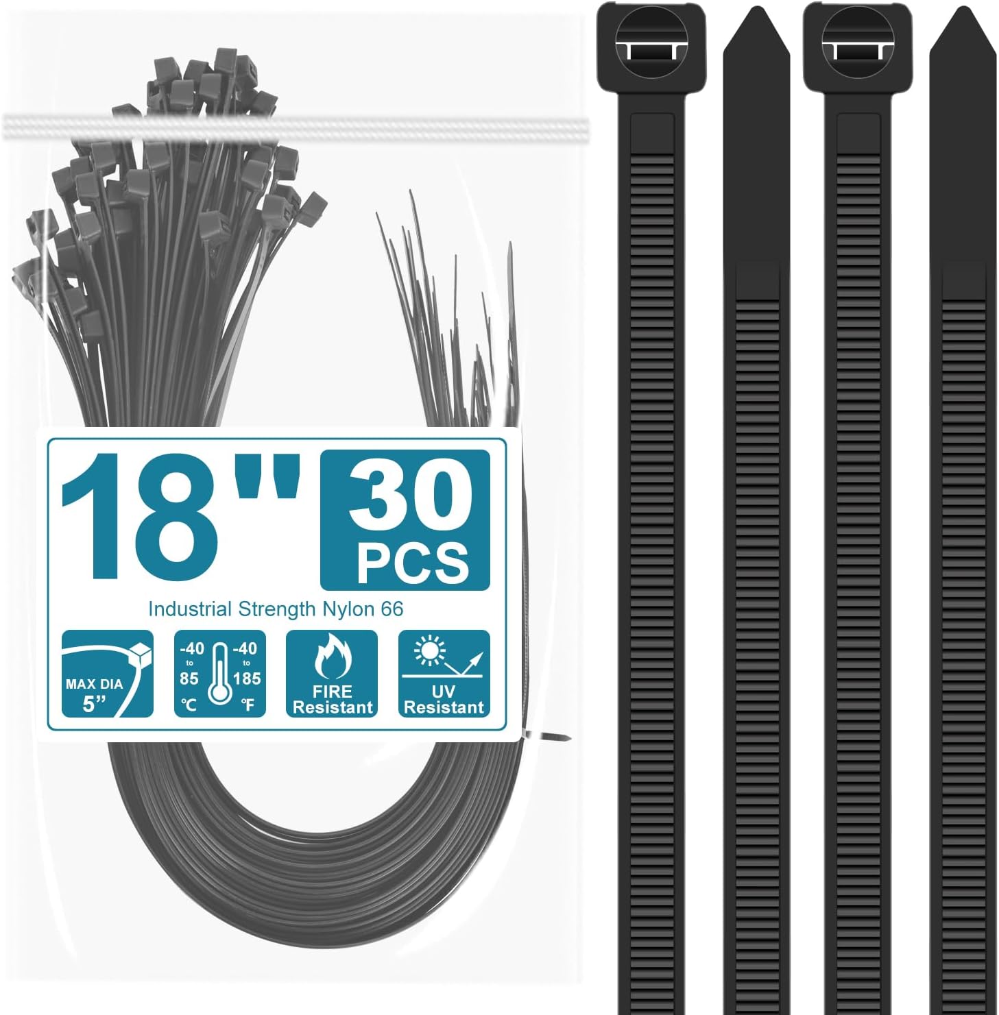 EzySup Extra Large Zip Ties Heavy Duty For Outdoor Use,450mm X 9mm,80kg Tensile | UK