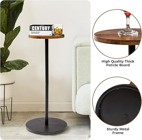 Miniatura 5 de Mesa de cóctel de Martini con pedestal que ahorra espacio, pequeña mesa redonda para sala de estar y dormitorio