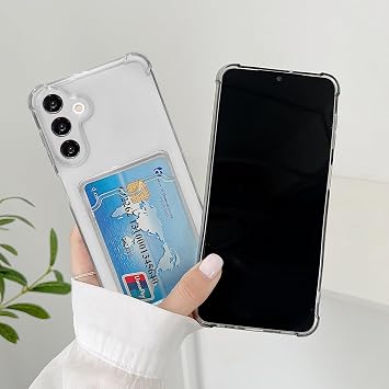 Ehr. Samsung Galaxy A17 Uyumlu Kamera Korumalı Kartlıklı Köşeleri Airbag Tasarımlı Darbe Önleyici Şeffaf Silikon Kılıf
