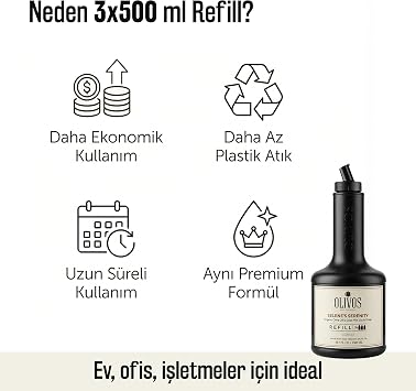 Olivos Zephyr Breeze Hamam Kokulu Zeytinyağlı Sıvı Sabun Refill 1500 ML (3x500 ML) – Nemlendirici, Uzun Süreli Kullanım, Ekonomik Aile Boyu (Keçi Sütlü)