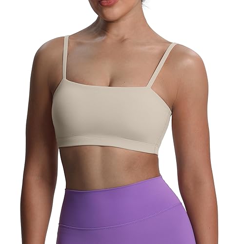 Aoxjox Women's Workout Bandeau Sports Bras Training Fitness Running Yoga Crop Tank - X-Large - Mink