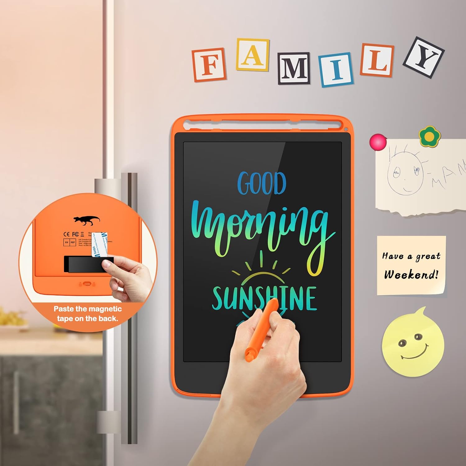 2 Pack LCD Writing Tablet, Colorful Screen Doodle Board 8.5 Inch Drawing Tablet for Kids, Learning Toys Birthday Gifts Travel Activity Games for 3 4 5 6 Year Old Boys and Girls Toddlers（Orange Blue）