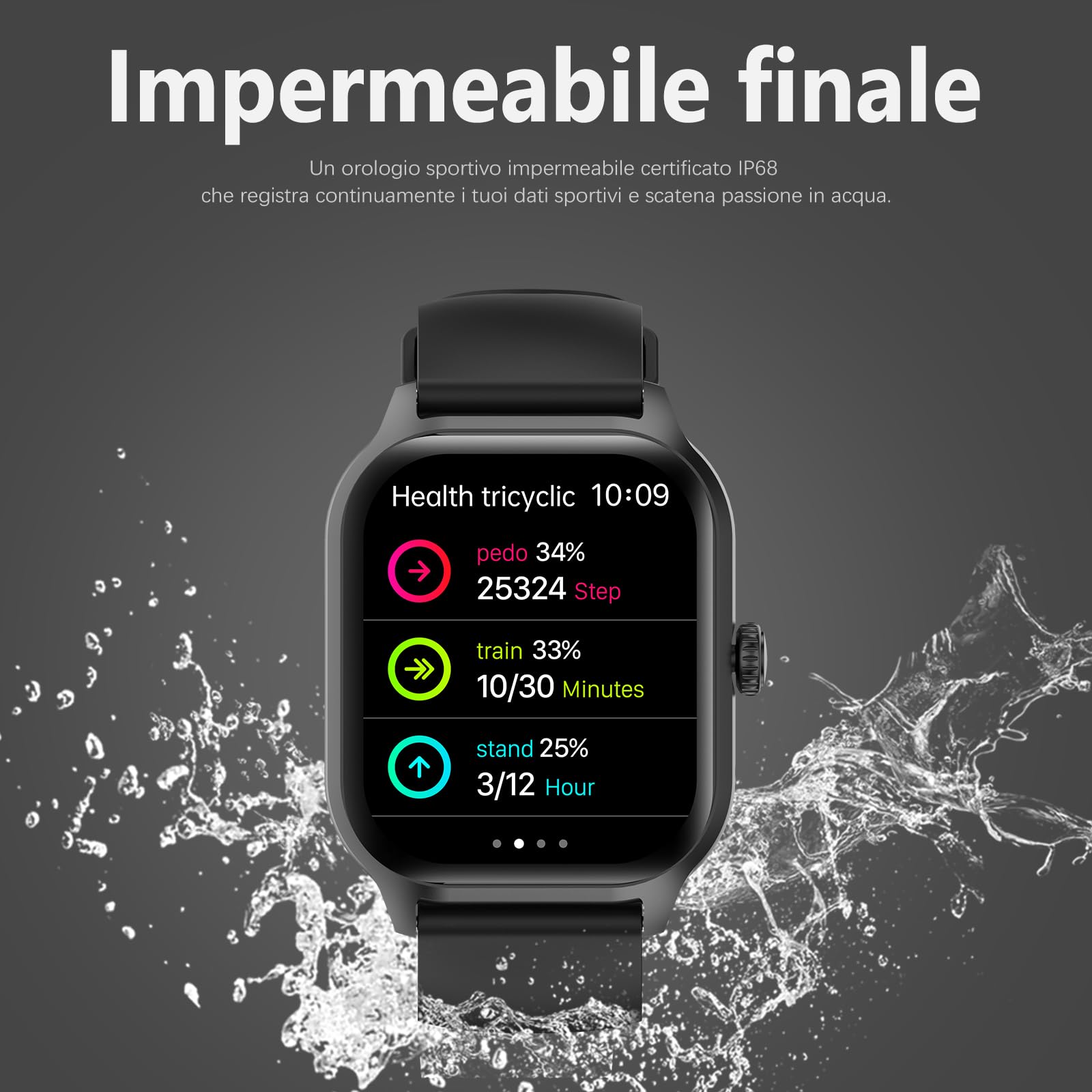 zaisia Smartwatch Uomo Donna con Chiamare/Rispondere, 2.01" Molteplici modalità Sportive Orologio Smartwatch con Contapassi/Sonno/Cardiofrequenzimetro, IP68 Orologio Intelligente per Andorid iOS