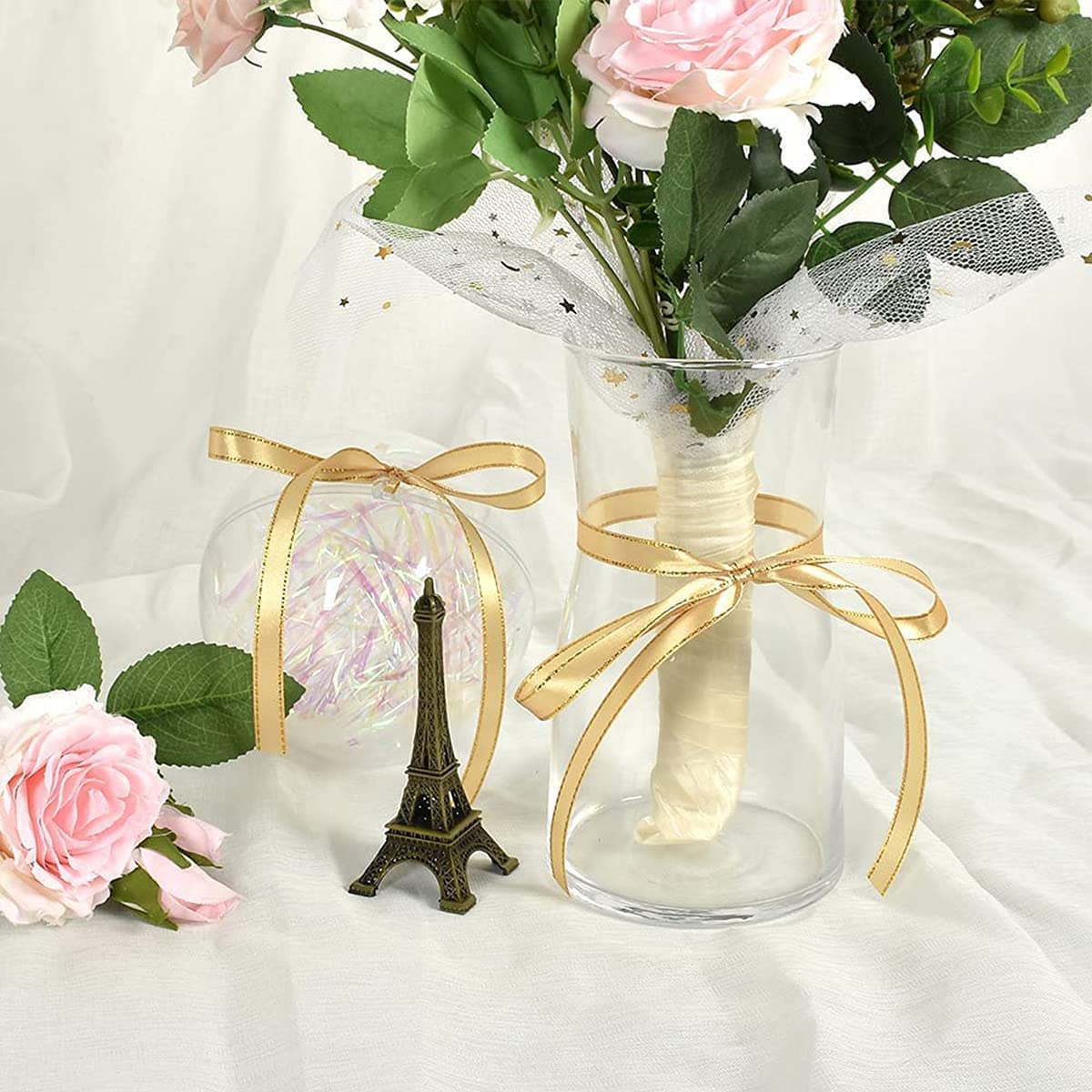 Ruban De Satin Doré 91 M X 25 Mm - Décoration - Ruban Décoratif En Tissu Pour Mariage