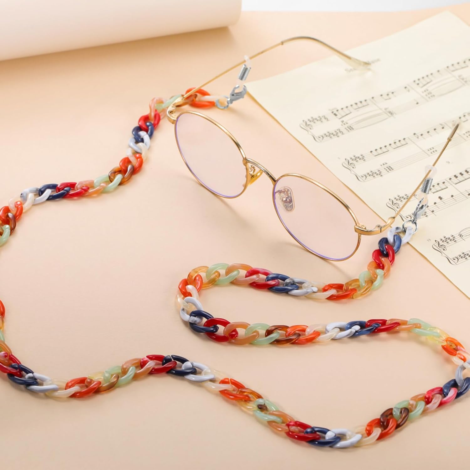 Dreamtimes Eyeglass Chain Strap Holder Cord Acrylic Sunglasses Necklace Holder Eyewear Retainer Lanyard for Women Girls Men