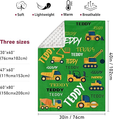 Miniatura 2 de Manta de bebé de doble capa con nombre personalizado, manta de ropa de cama para niños pequeños con estampado verde lima, multiusos para Halloween,