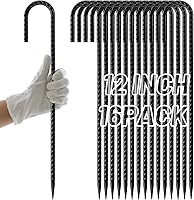 Vista 17 de AAGUT Juego de 6 estacas para trampolín de 12 pulgadas, kit de anclaje de amarre para trampolín de 3/8 pulgadas, resistente al viento, accesorios