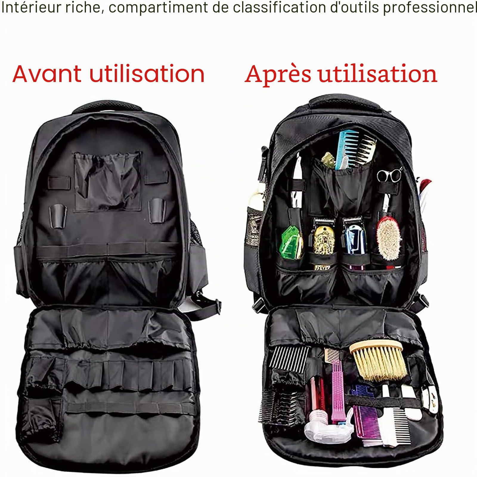 Barber Clippers Sac à dos pour barbier, sac de coiffure, organisateur d'outils de coiffure, sac de barbier, sac de barbier, sac étanche pour coiffeur, sac de coiffure, sac à dos portable pour barbier