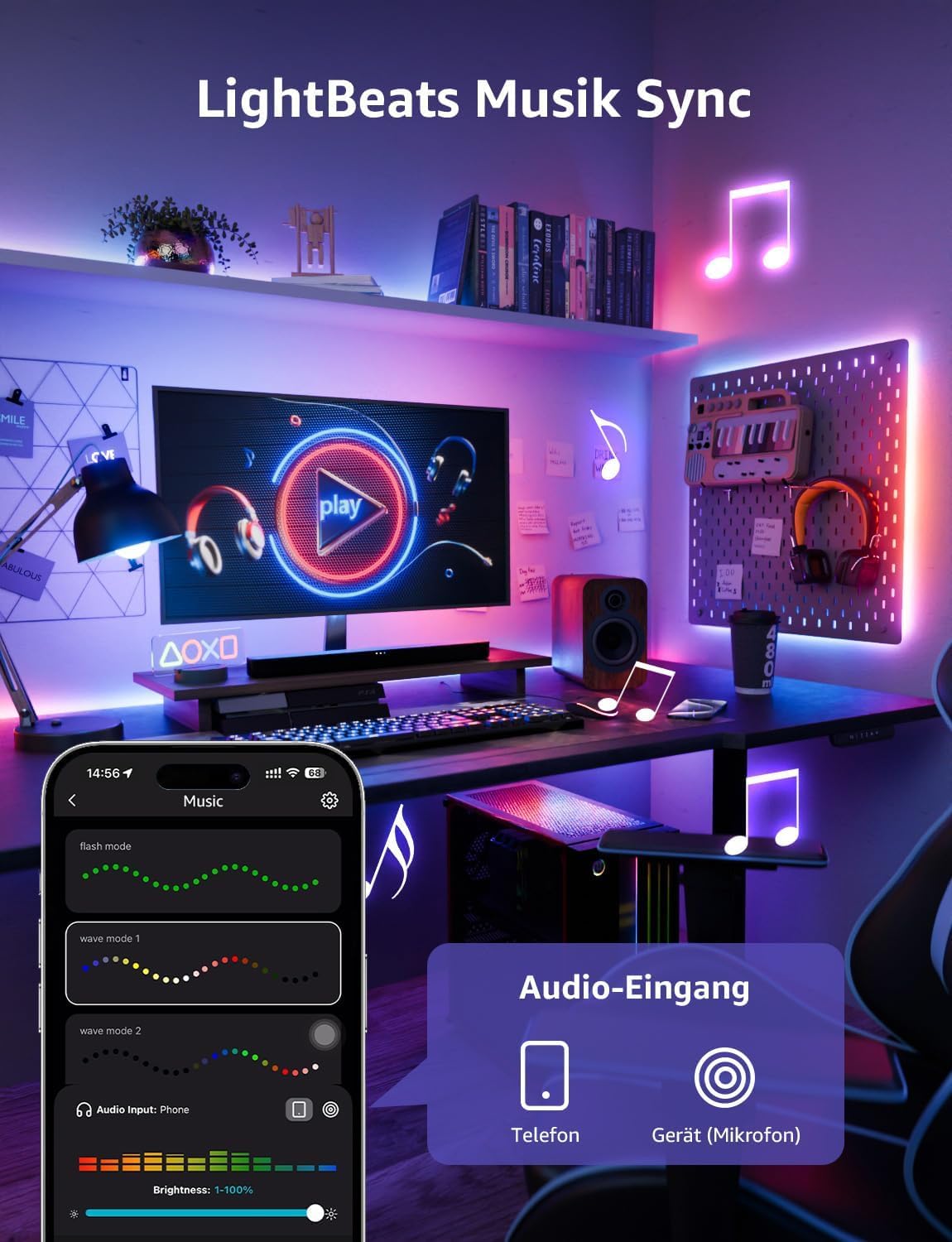Lepro AI LED Streifen S1, 30M MagicColor RGBIC | Personalisierter KI-Lichtdesigner, Musik-Sync, App-Steuerung, kompatibel mit Alexa&Google Assistant für Party&Gaming
