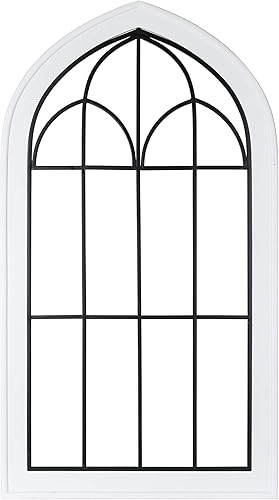 Miniatura 3 de Kate and Laurel Rennell Farmhouse - Placa de pared de 26.5 x 48 pulgadas, color blanco, madera y metal para decoración de pared