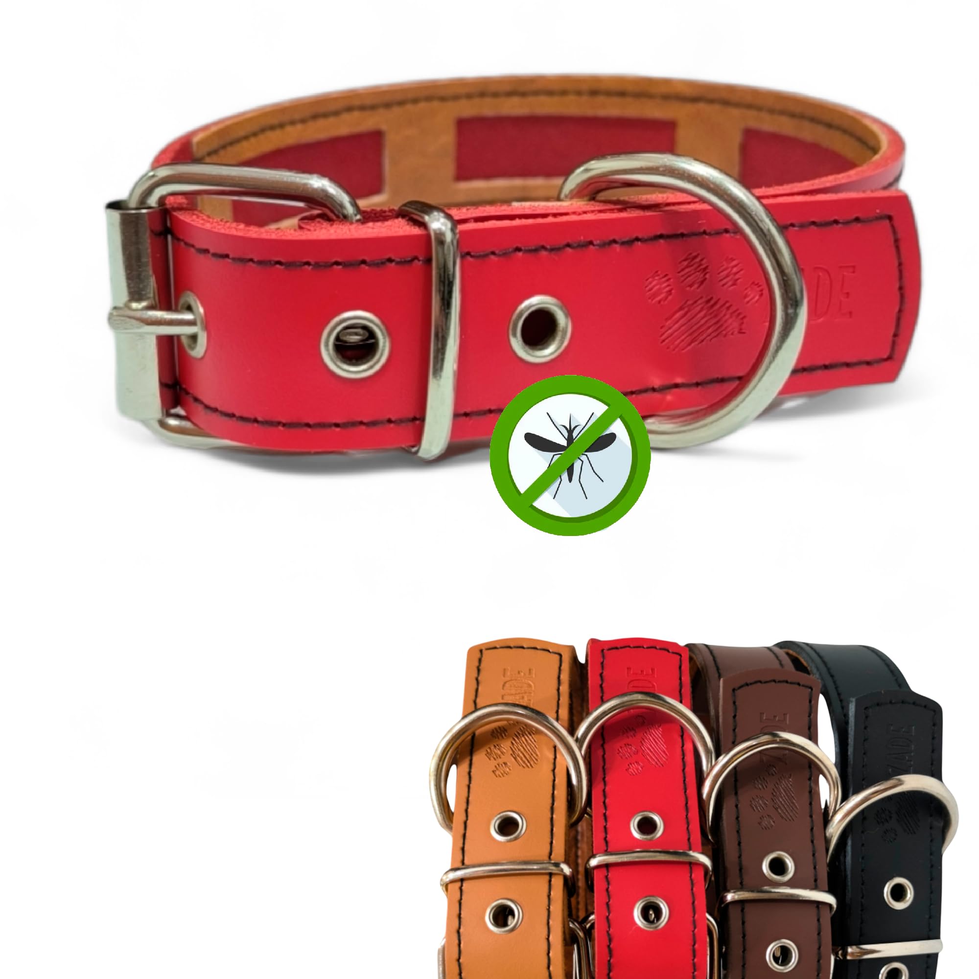 ZADE Collares Perros Funda Antiparasitario - Collares Antiparasitos Perro - Collar Perro Grande Collar Perro Mediano Collar Perro Pequeño - Collar Antipulgas y Garrapatas - Collar Perro Cuero (R,M)