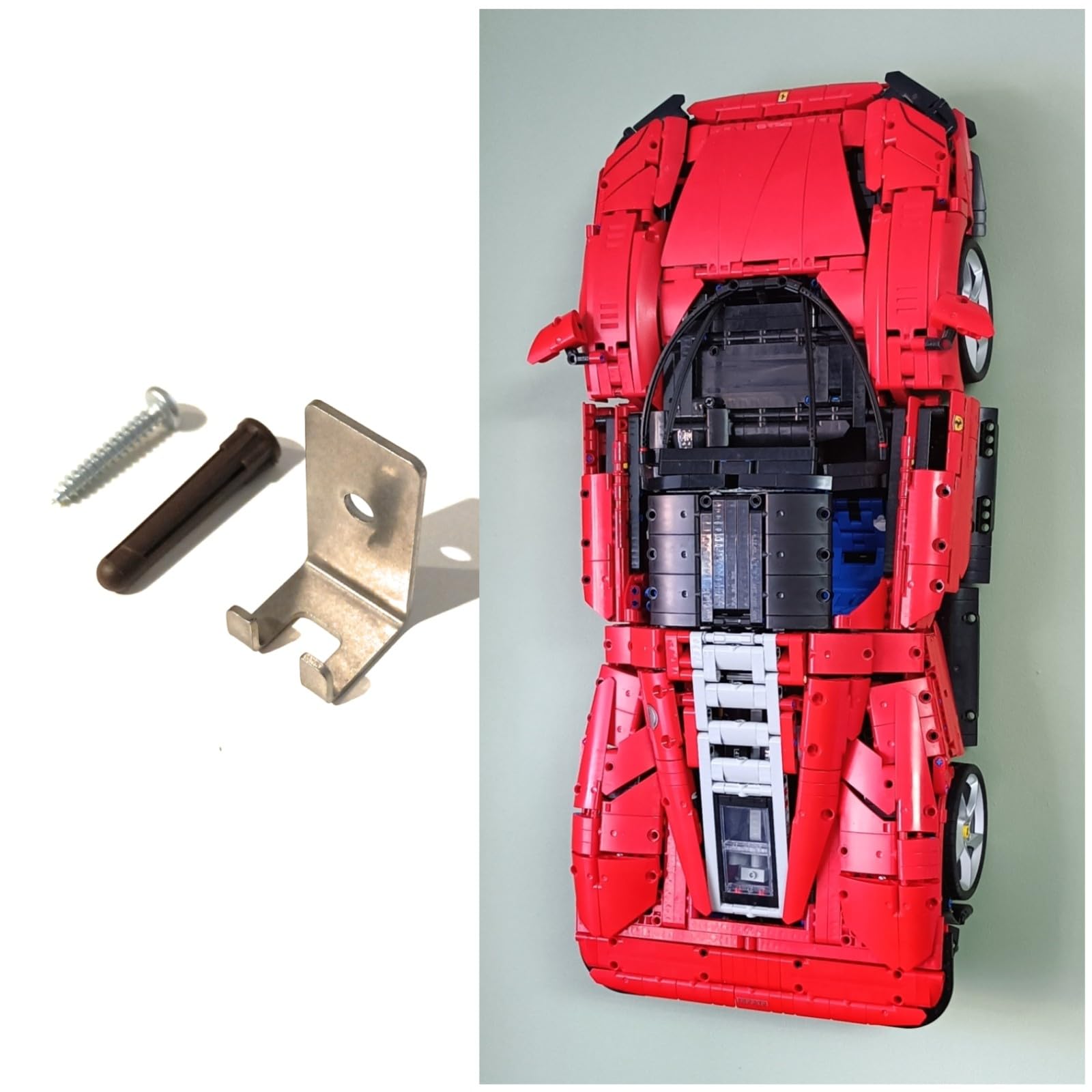 Wall mount compatible with Lego Technic Ferrari Daytona Sp3 42143 | Display your model securely | Heavy Duty stainless steel | Car NOT included — image 1