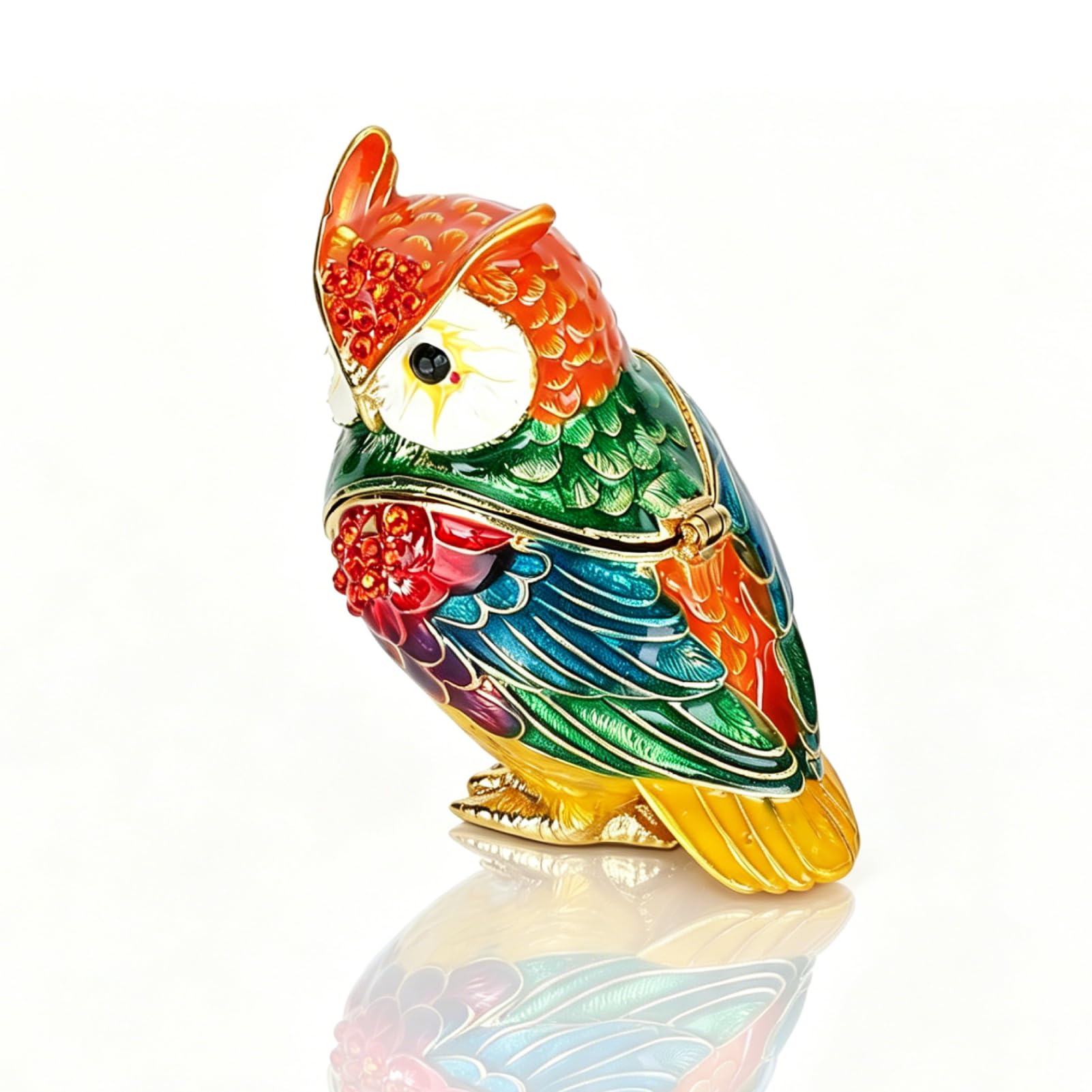 Eule Graving Box, Scharniere Schmuck Box Eule Figur Scharnier Display Halskette Schmuck Organizer Sammlung Tierfigur Home Dekorative Handwerk Schmuckschmuckboxen