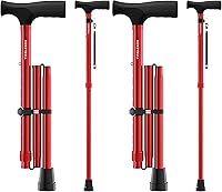 Vista 12 de HoneyBull Bastón para caminar Bastones de punta única para hombres y mujeres, plegables, ajustables, resistentes hasta 250 libras, bastones