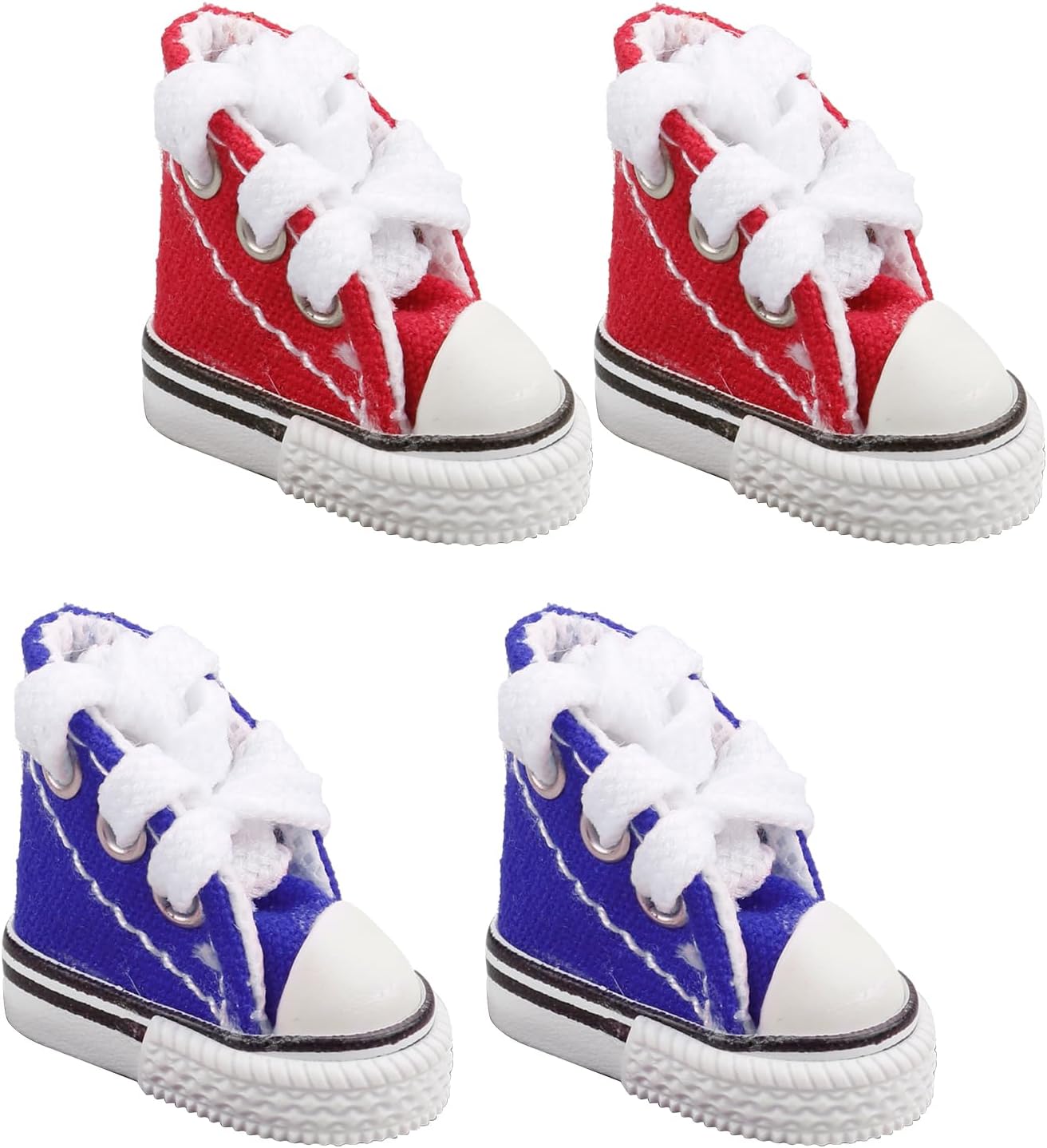 Mini Canvas Shoes: Cute Fingerboard Shoes, BJD Doll Accessories, Cotton Doll Decoration, Children's Gifts, Fingerplay Breakdancing (Red+Blue)