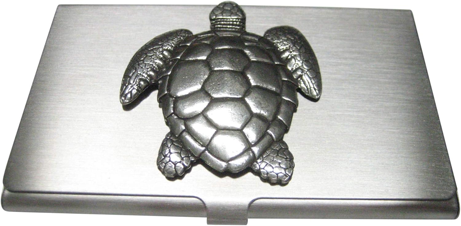 Kiola Designs Silver Toned Large Turtle Business Card Holder
