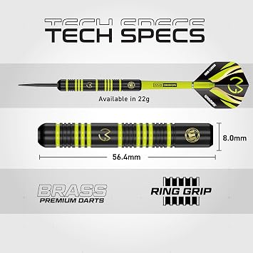WINMAU MvG vs Wizard Steel Tip Darts Set 22g Brass Twin Set with Flights, Shafts & Wallet Dual Grip Styles for Practice & Play