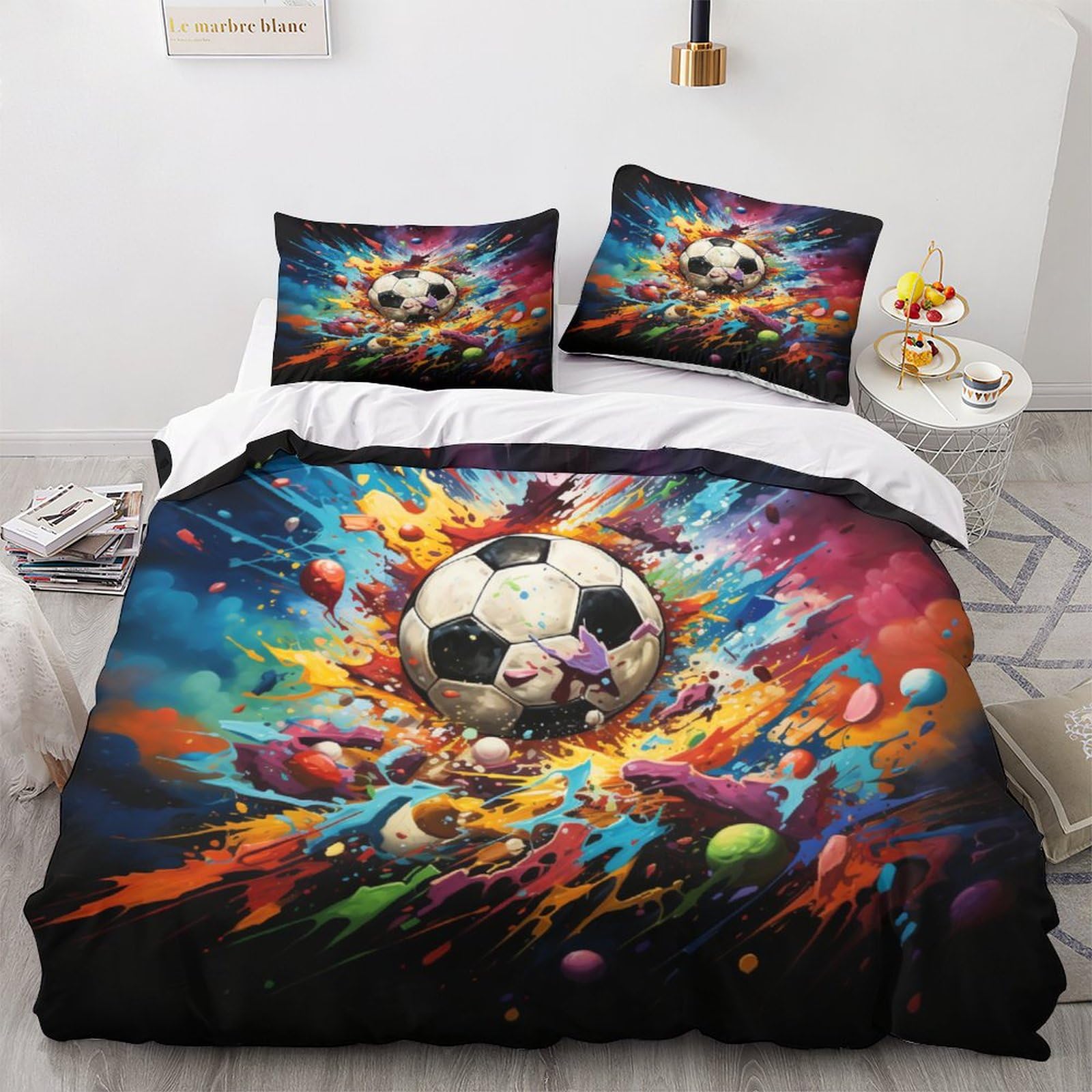 Housse de couette foot 3D pour transformer la chambre d'enfant en véritable stade de football