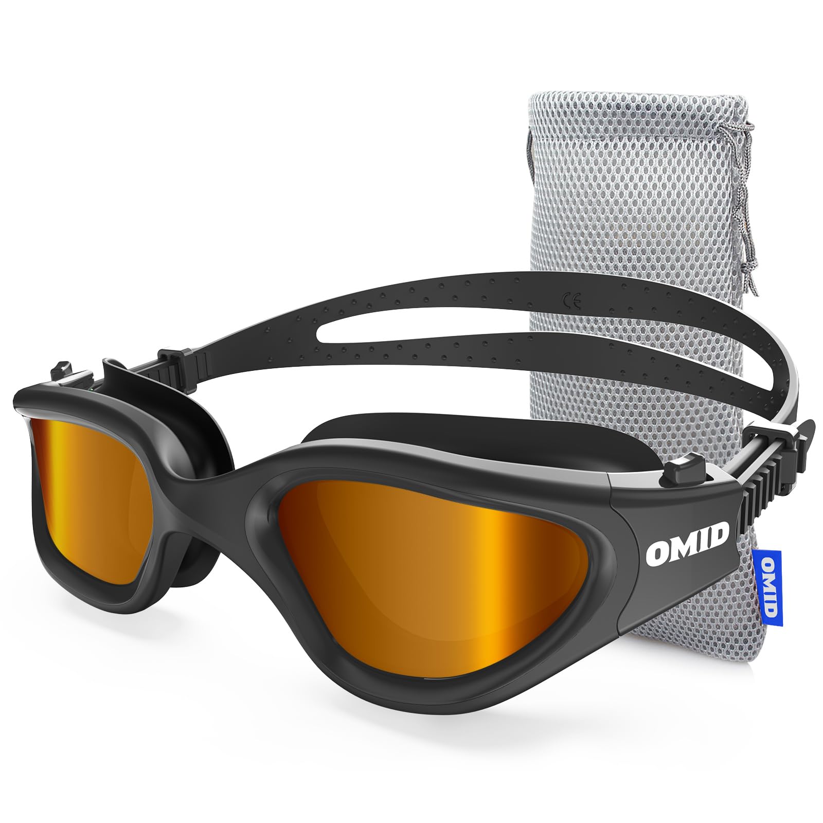 OMID Schwimmbrille, bequeme, polarisierte Schwimmbrille, beschlagfrei, auslaufsicher, UV-Schutz, kristallklare Sicht, Schwimmbrille für Herren, Damen, Erwachsene
